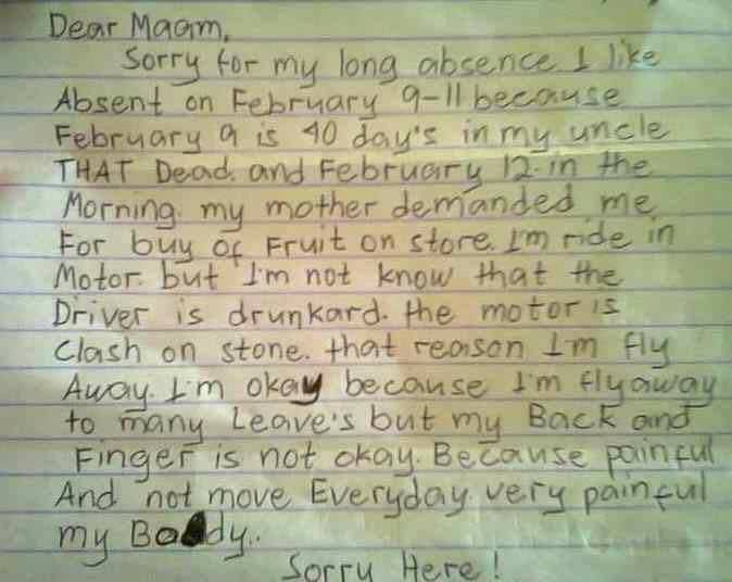 Pinoy Kid Writes Hilarious Excuse Letter For Being Absent In School 