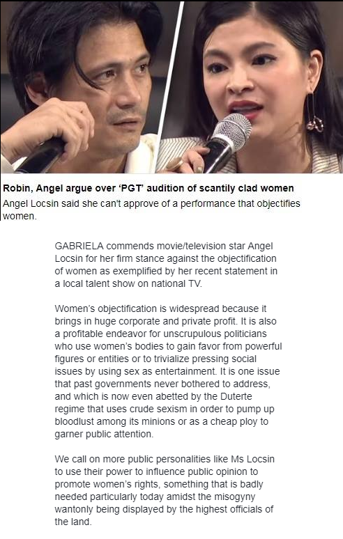 Angel Locsin Sex Tape - Gabriela commends Angel Locsin after PGT episode - The Filipino Times