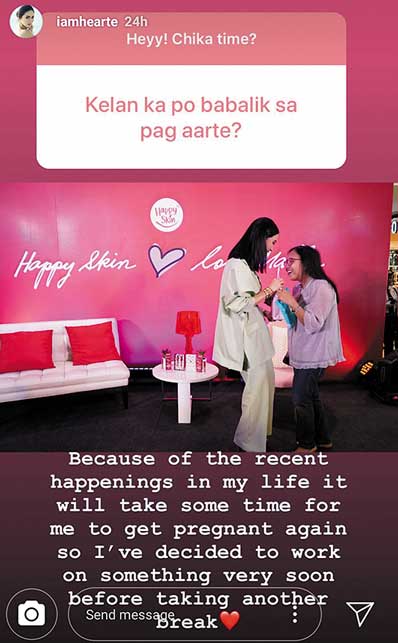 Heart Evangelista IG Live On Miscarriage