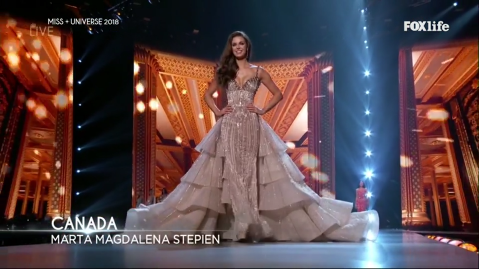 Miss Universe Canada stuns in Michael Cinco dress during evening gown