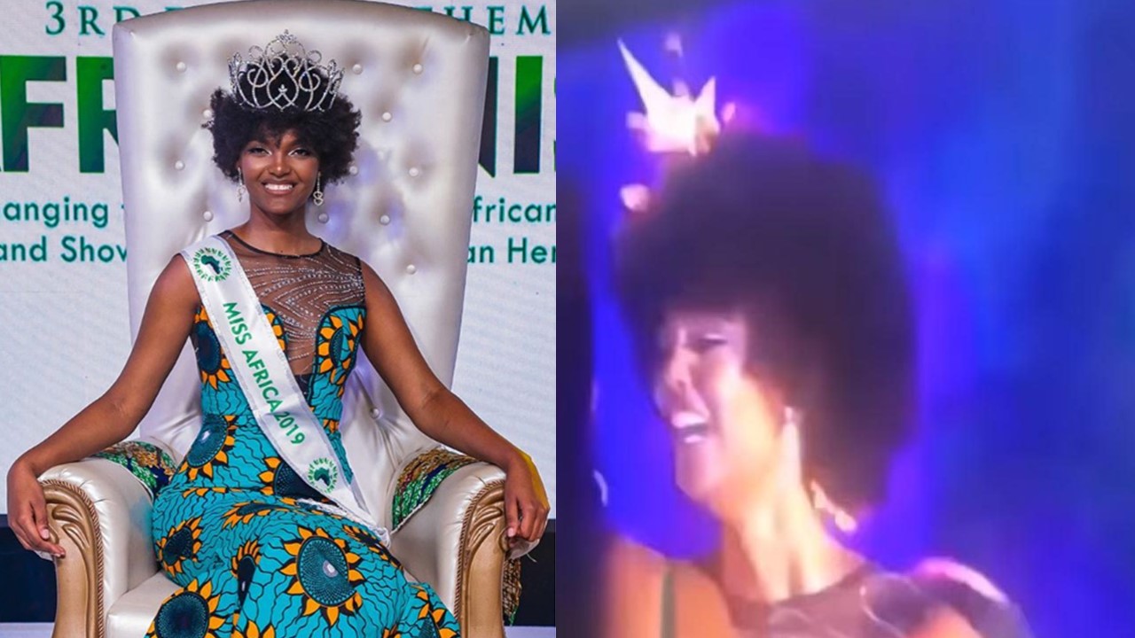 WATCH Miss Africa 2018 crowning moment goes viral after winner's hair(02)
