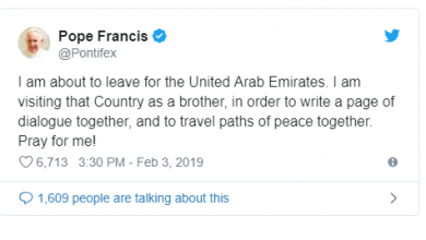Papal Visit Tweet coming to UAE 1