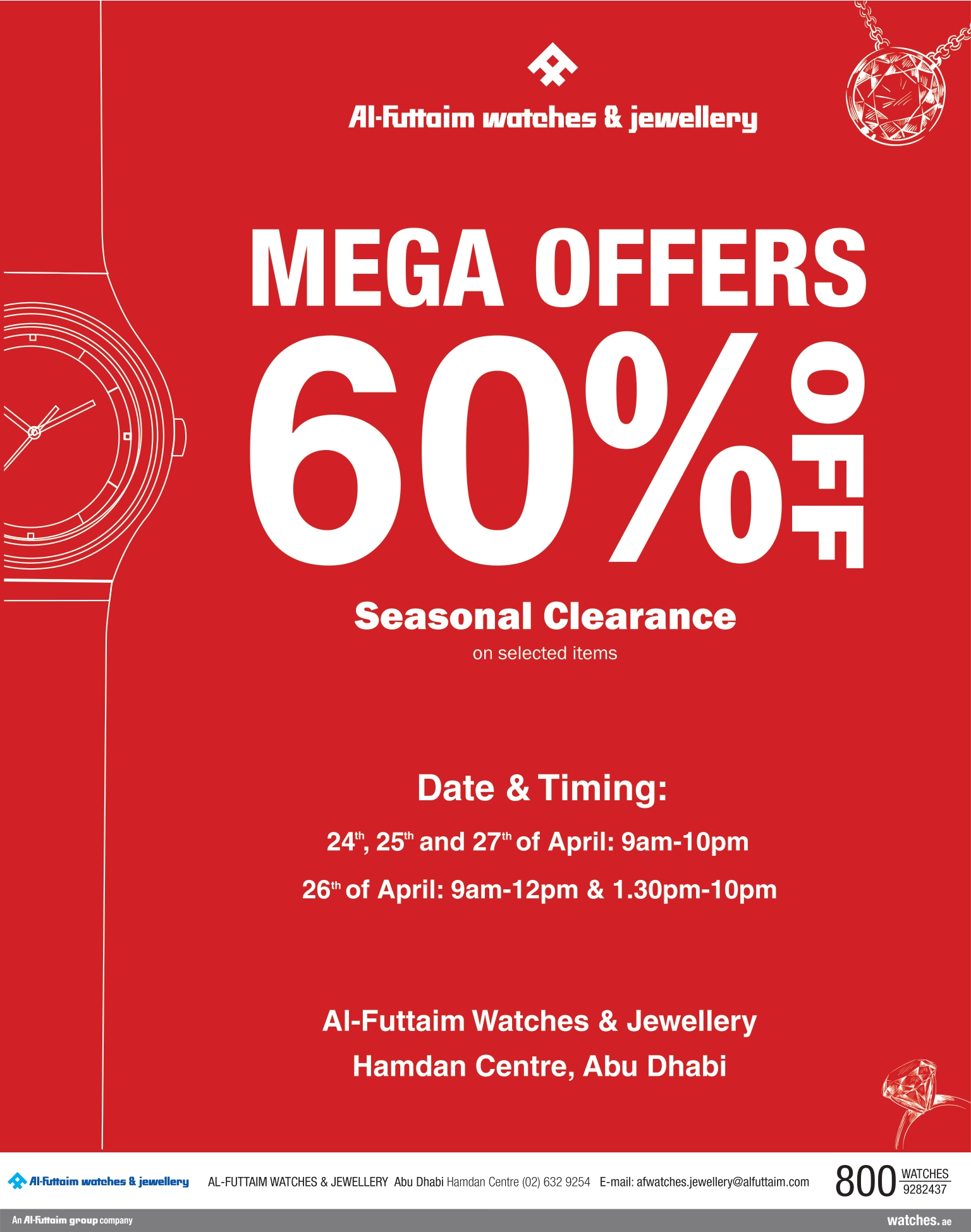 Enjoy up to 60 off with Al Futtaim Watches Jewellery at Hamdan