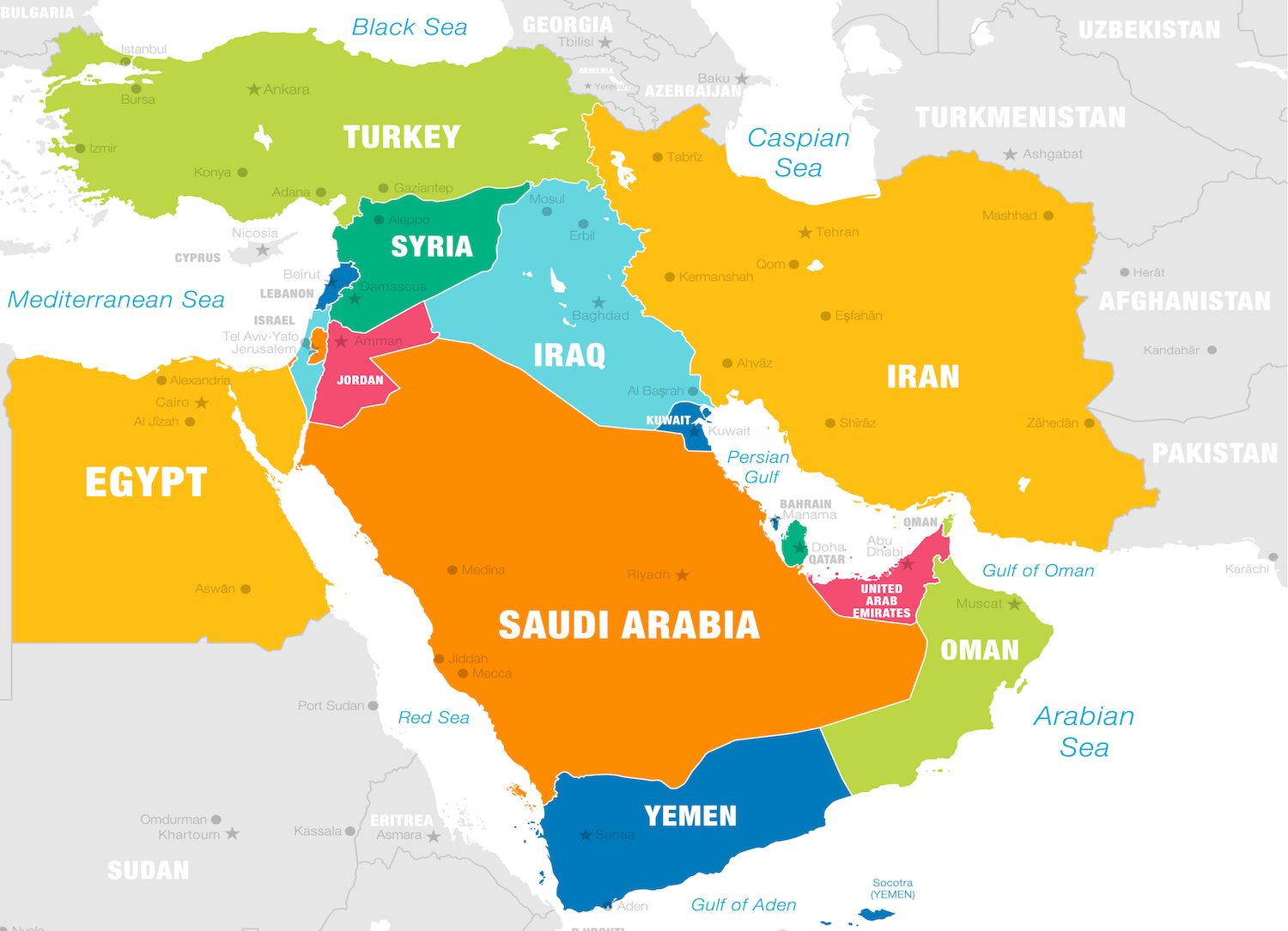 middle eastern countries map