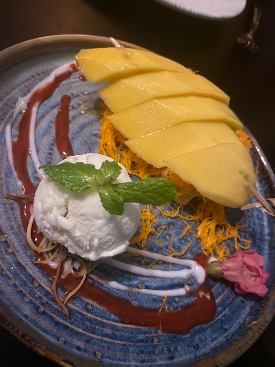 Benjarong's Mango Sticky Rice with Coconut Ice Cream