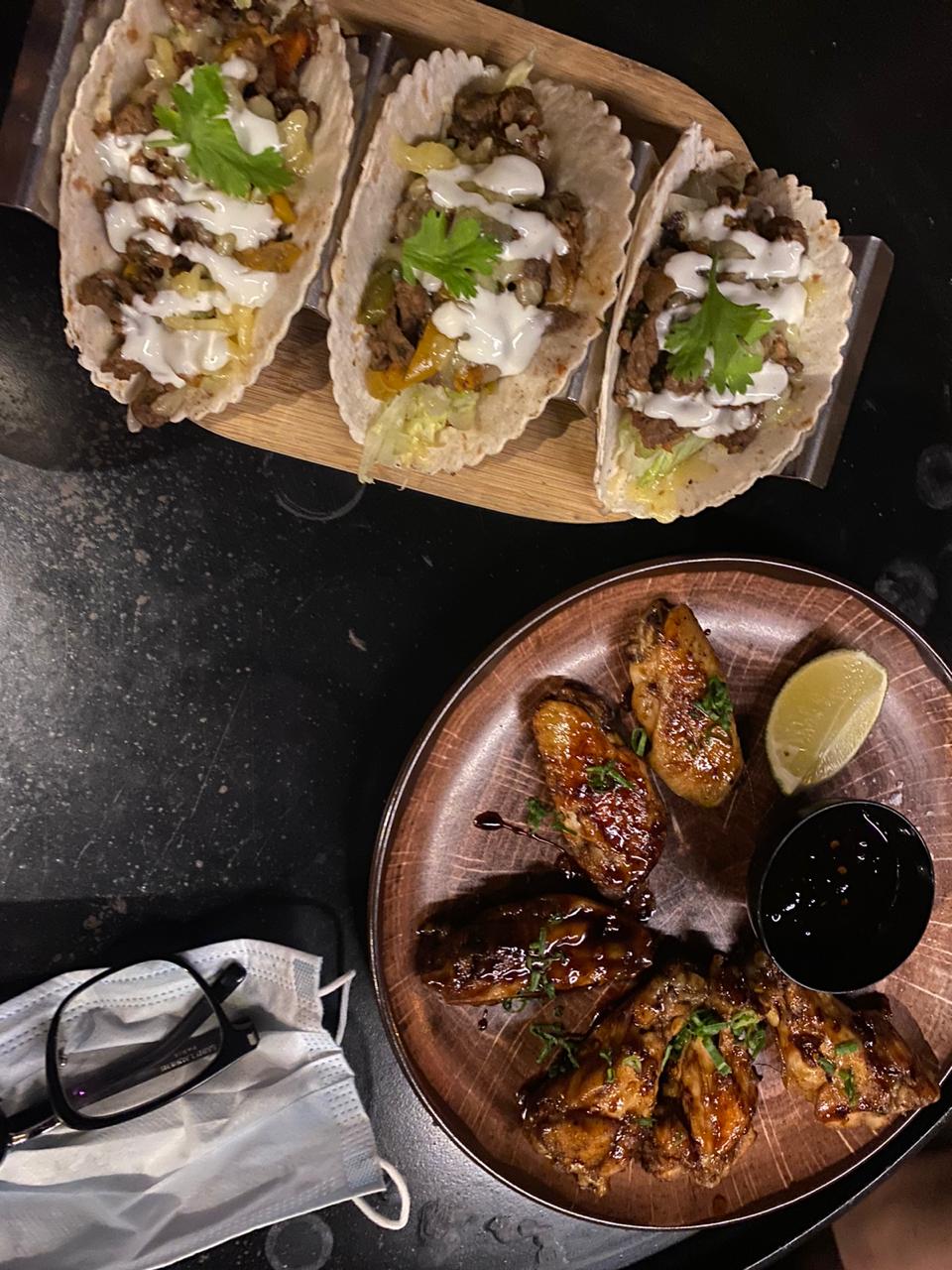 The Bungalow's Chicken Wings and Beef Tacos