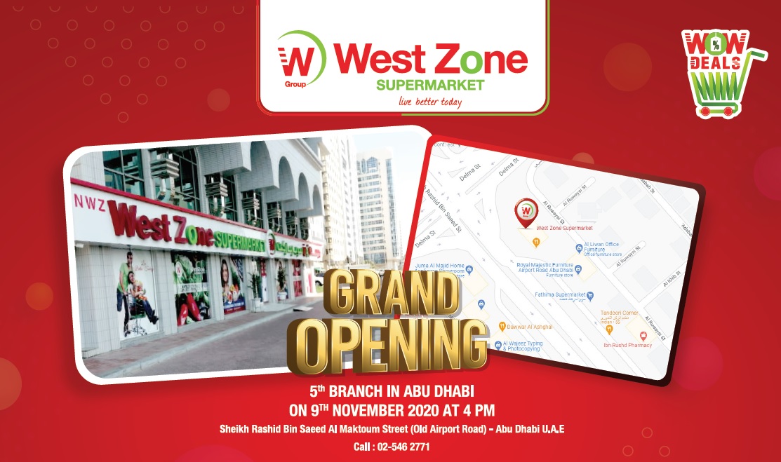 West Zone to open 5th branch at Airport Road in Abu Dhabi on Monday 9th