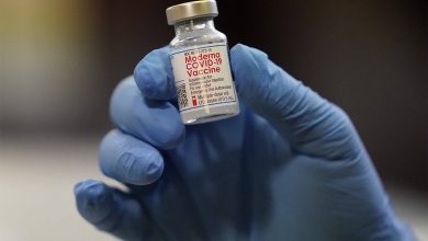 Close up shot of the Moderna vaccine. Photo by Rick Bowmer AP
