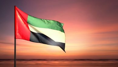 UAE flag sunrise