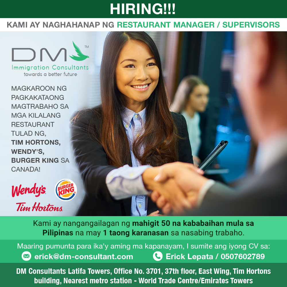 JOBS WANTED Canada Hiring Restaurant Managers Supervisors For Top   DM Consultants – June 1 Ver 2 Updated 