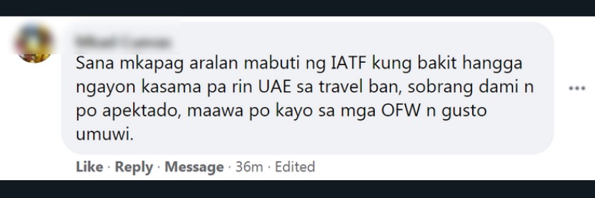 OFW comment 1 july 15 extension travel ban UAE 4