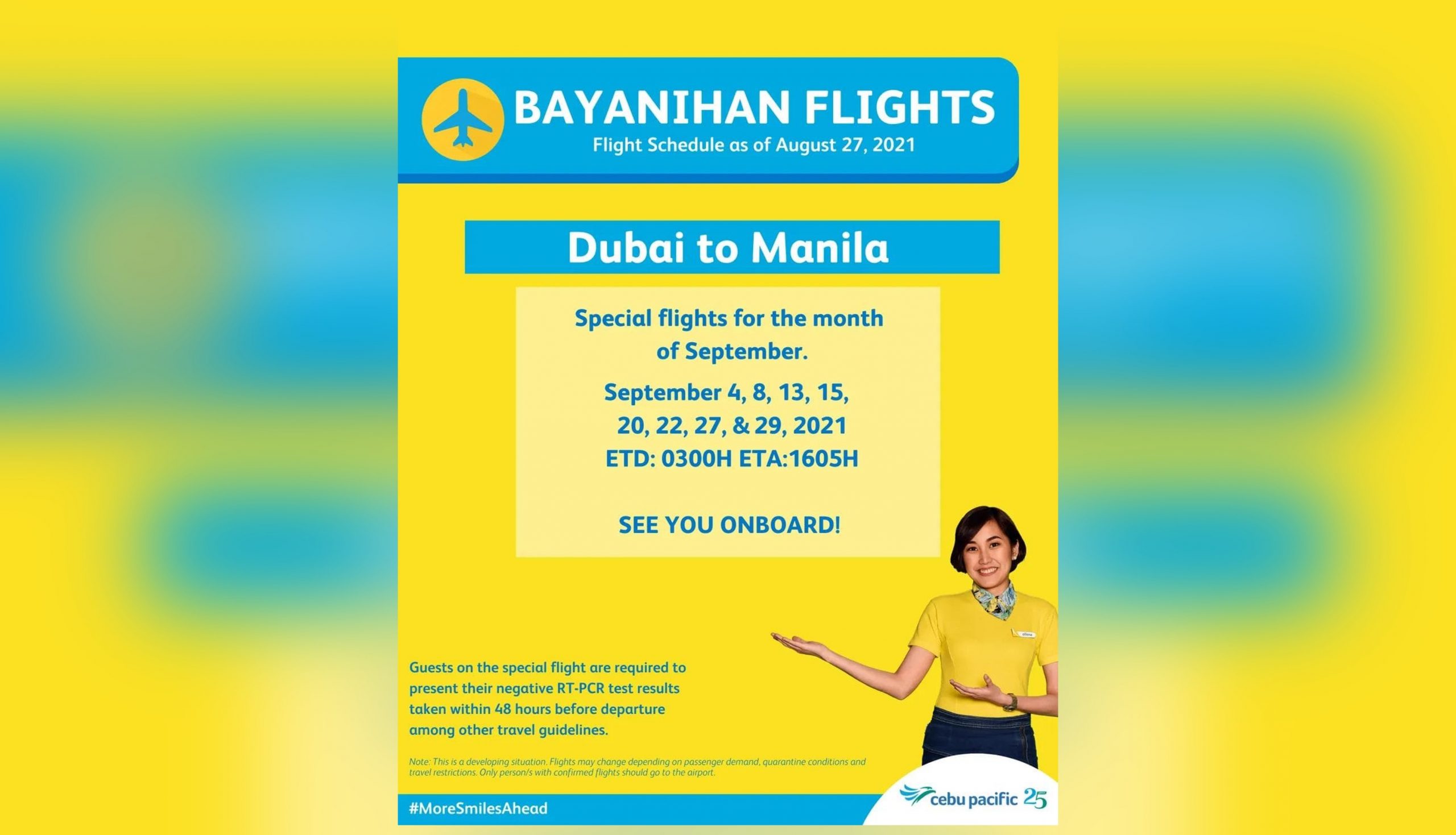 Cebu Pacific mounts 8 Bayanihan flights from Dubai to Manila in