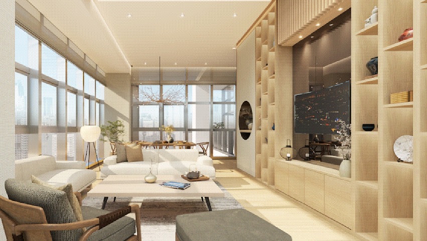 Aki features a bi-level penthouse and one to three bedroom suites with elements carefully laid out to create a haven for recreation and relaxation.