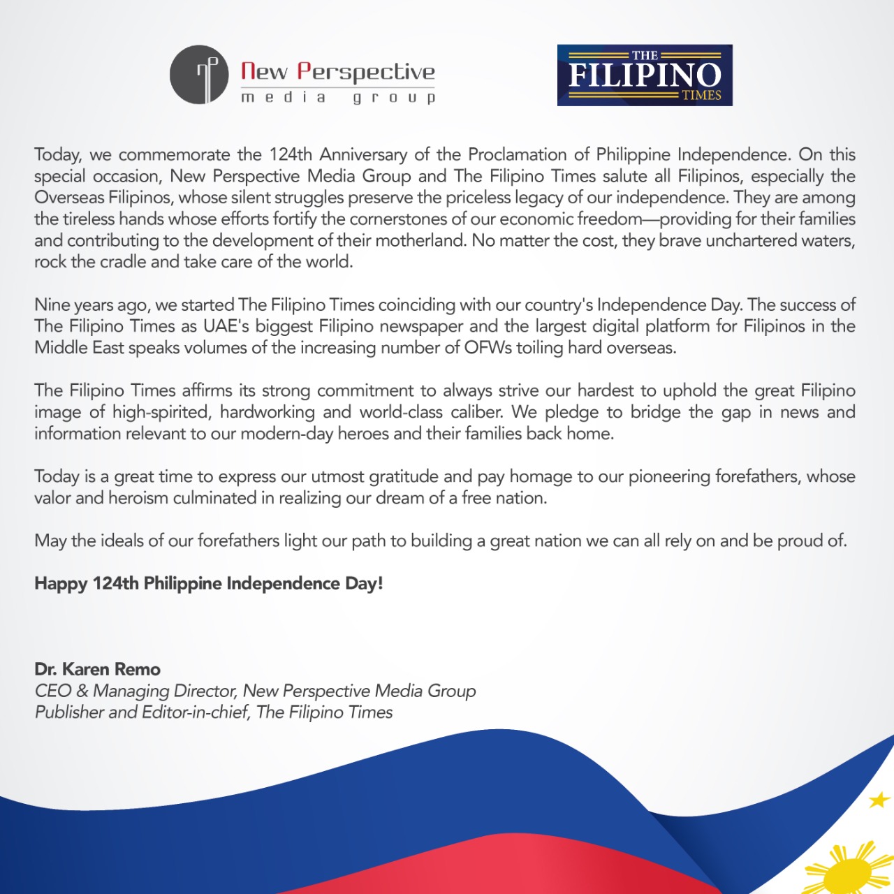 NPM TFT Independence Day message