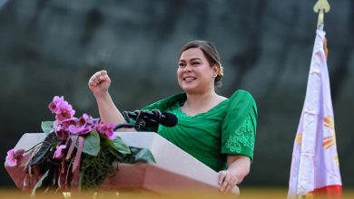 Vice President-elect Sara Zimmerman Duterte delivers a speech after taking her oath of office as the 15th Vice President of the Philippines during the inauguration ceremony attended by her father, President Rodrigo Roa Duterte, at San Pedro Square, Poblacion District in Davao City on June 19, 2022. ACE MORANDANTE/ PRESIDENTIAL PHOTO