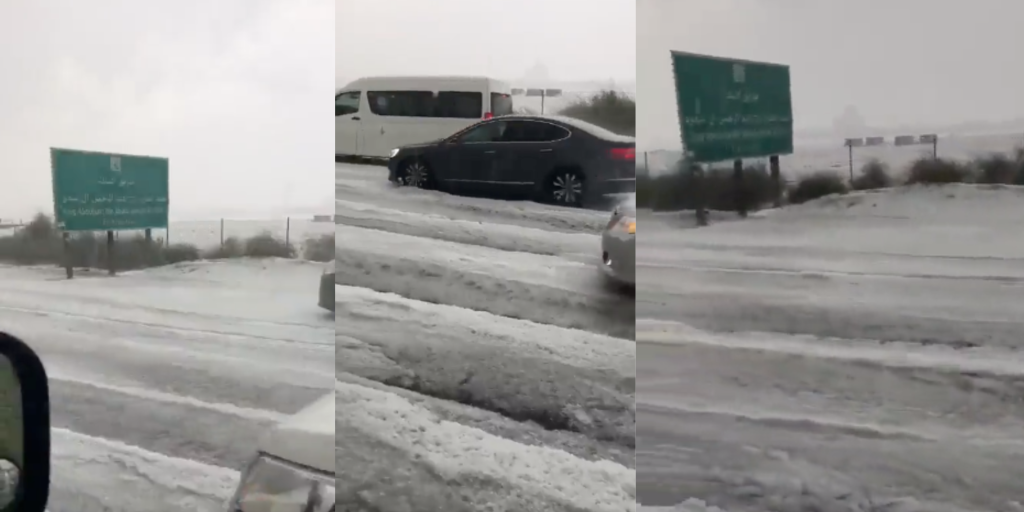Hailstorm hits Kuwait; roads covered in hail appears like snow The
