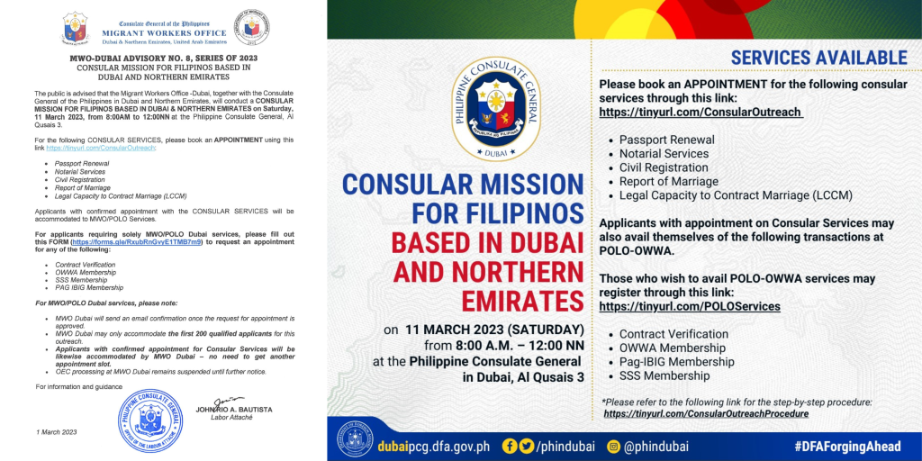 Philippine Consulate To Hold Consular Mission For Dubai And Northern Emirates Residents The 2976