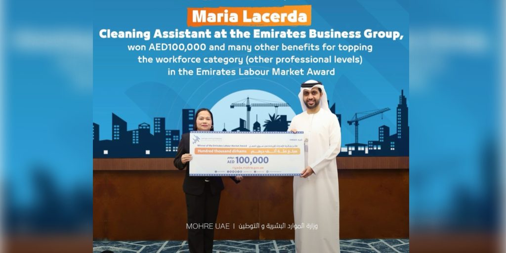 Filipina Cleaner Honored At Emirates Labour Market Award Receives