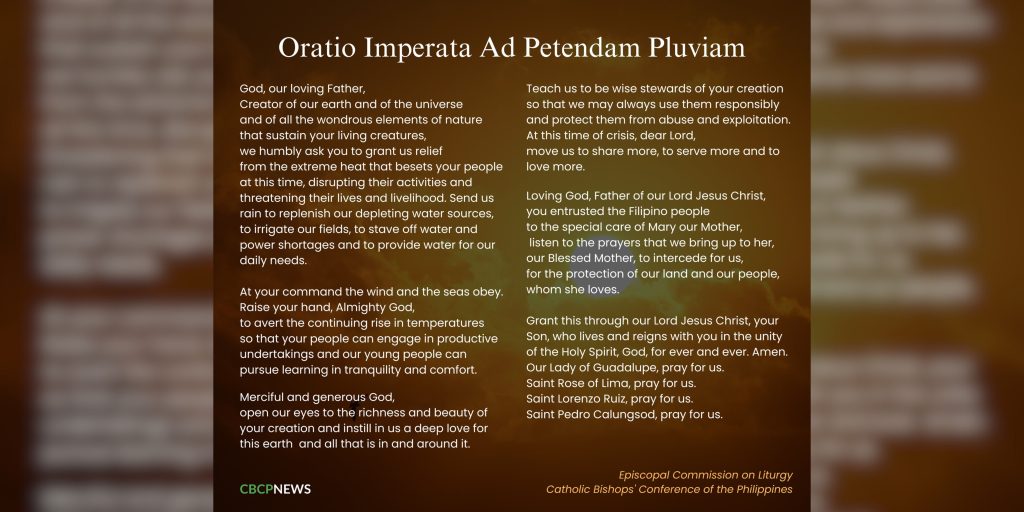 CBCP issues oratio imperata for rain - The Filipino Times