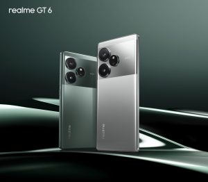 realme GT 6 Razor Green and Fluid Silver