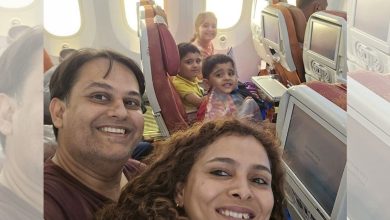 Doctor with his family on Air India flight. Courtesy The Telegraph